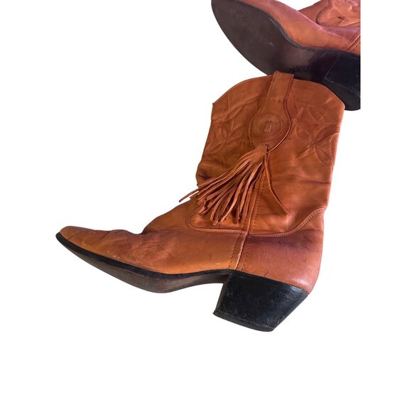 Laredo teracotta brown fringe made in U.S.A. leather boots size 7M - Picture 7 of 7